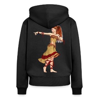 Elf - Frauen Premium Bio Zip Hoodie - Schwarz - Hinten - Julia (174cm)