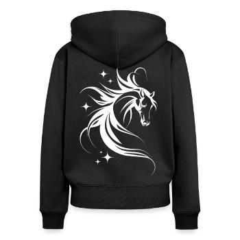 Cheval avec des étoiles - Sweat à capuche zippé Premium bio Femme - noir - Dos - Julia (174cm)