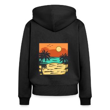 Kalifornisches Surfparadies, Geschenk für die Sommerferien - Frauen Premium Bio Zip Hoodie - Schwarz - Hinten - Julia (174cm)