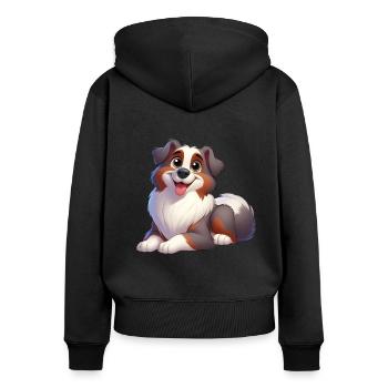 Australischer Schäferhund - Frauen Premium Bio Zip Hoodie - Schwarz - Hinten - Julia (174cm)