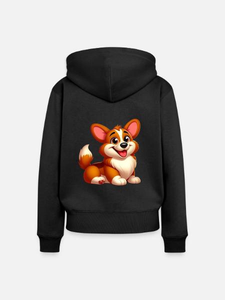 corgi - Frauen Premium Bio Zip Hoodie - Schwarz
