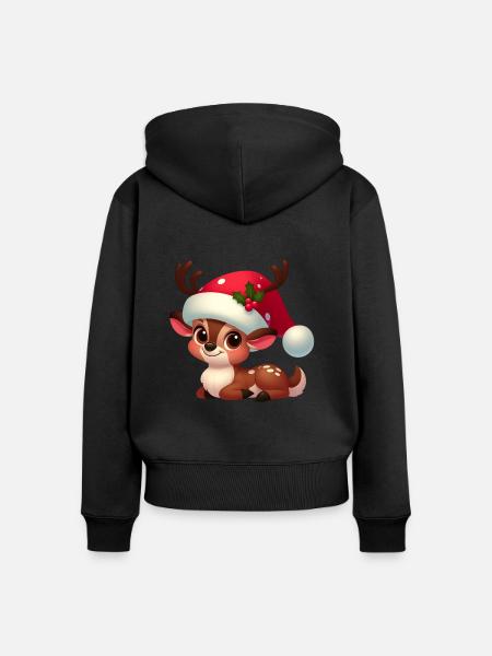 Rudolf 5 - Frauen Premium Bio Zip Hoodie - Schwarz