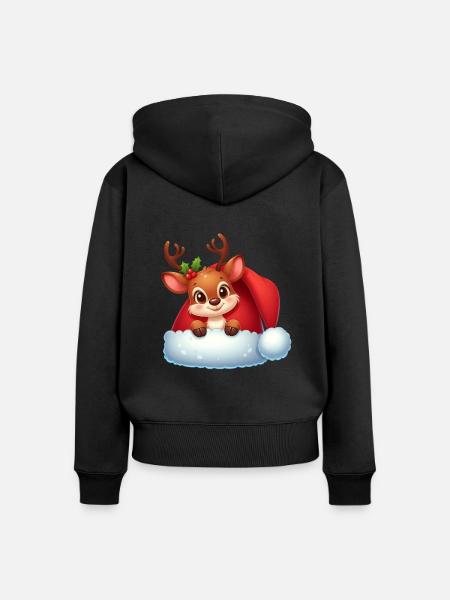 Rudolf 7 - Frauen Premium Bio Zip Hoodie - Schwarz