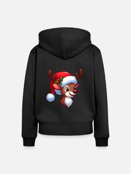 Rudolf 10 - Frauen Premium Bio Zip Hoodie - Schwarz