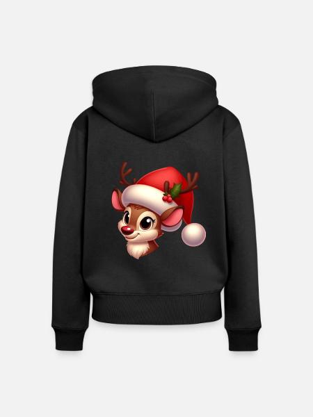 Rudolf 9 - Frauen Premium Bio Zip Hoodie - Schwarz