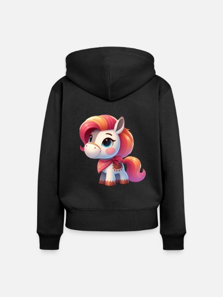 Pony 4 - Frauen Premium Bio Zip Hoodie - Schwarz