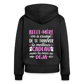 belle mère t-shirt cadeau belle maman - Sweat à capuche zippé Premium bio Femme - noir - Dos - Julia (174cm)
