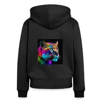 Tiger Portrait Gesicht Color RGB fotorealistic - Frauen Premium Bio Zip Hoodie - Schwarz - Hinten - Julia (174cm)