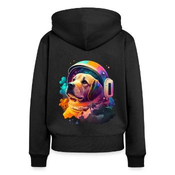Dog Astronaut - Women's Premium Organic Zip Hoodie - black - Back - Julia (174cm)