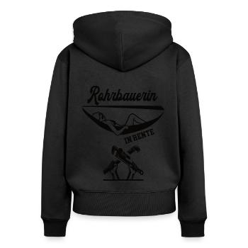 Rohrbauerin in Rente Rentenbeginn Rohrbau Frauen - Frauen Premium Bio Zip Hoodie - Schwarz - Hinten - Julia (174cm)