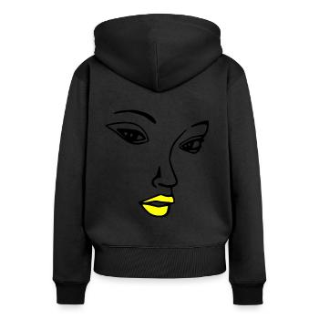 Cool Pretty Woman Face by Milaino - Women's Premium Organic Zip Hoodie - black - Back - Julia (174cm)