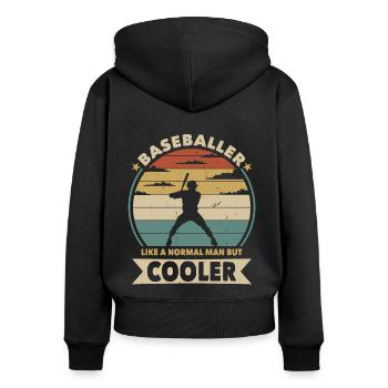 Baseballer like a normal man but cooler - Women's Premium Organic Zip Hoodie - black - Back - Julia (174cm)
