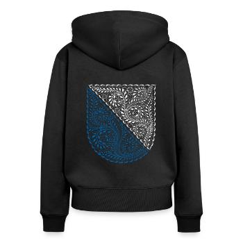 Armoiries de Zurich avec damas bleu blanc - Sweat à capuche zippé Premium bio Femme - noir - Dos - Julia (174cm)