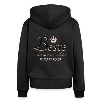 Beste Mama der Welt Sprüche Geschenk u.a Muttertag - Frauen Premium Bio Zip Hoodie - Schwarz - Hinten - Julia (174cm)
