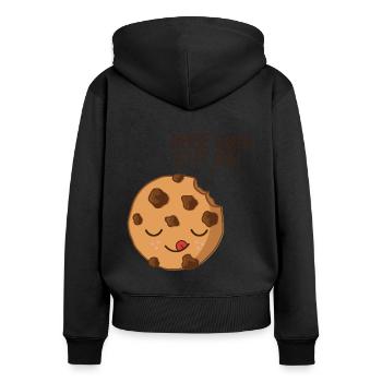 Kekse wären jetzt geil - Frauen Premium Bio Zip Hoodie - Schwarz - Hinten - Julia (174cm)