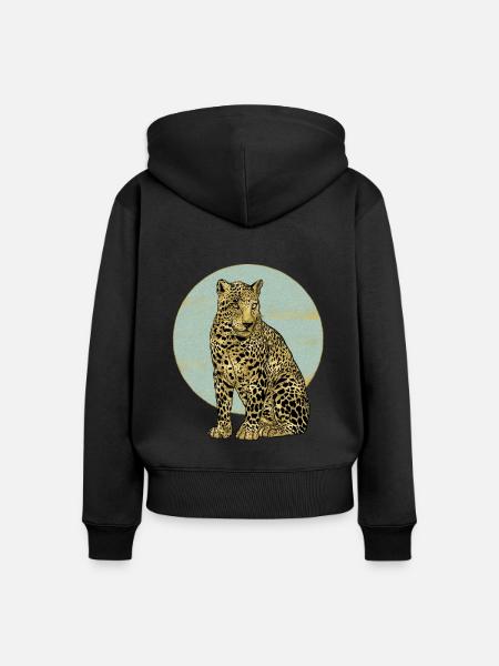 Leopard - Frauen Premium Bio Zip Hoodie - Schwarz