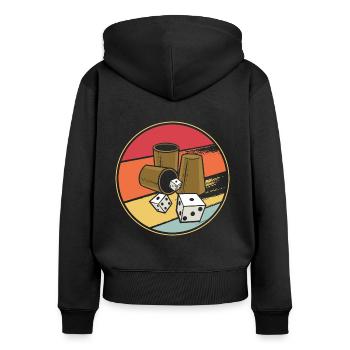 Schocken heißt das Spiel Schock Aus Würfeln - Frauen Premium Bio Zip Hoodie - Schwarz - Hinten - Julia (174cm)