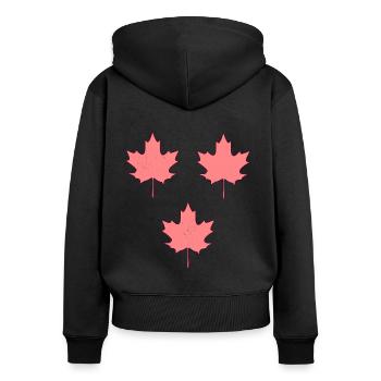 Maple / Leaves Pattern - PINK - Women's Premium Organic Zip Hoodie - black - Back - Julia (174cm)