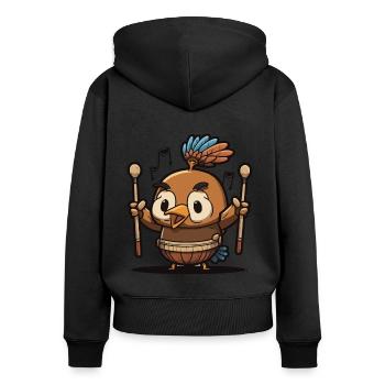 Thanksgiving Türkei - Frauen Premium Bio Zip Hoodie - Schwarz - Hinten - Julia (174cm)