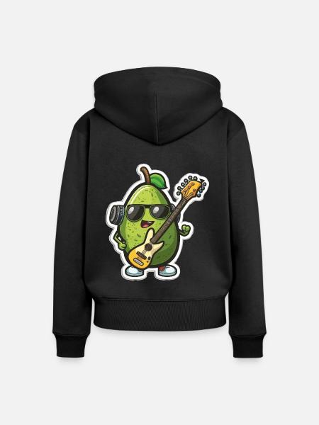 Avocado-Groove - Frauen Premium Bio Zip Hoodie - Schwarz