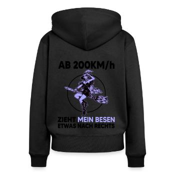 hexe auf besen witch girl magic speed 200 racer - Frauen Premium Bio Zip Hoodie - Schwarz - Hinten - Julia (174cm)
