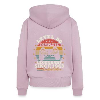 Level 80 freigeschaltet - Frauen Premium Bio Zip Hoodie - Altrosa - Hinten - Julia (174cm)