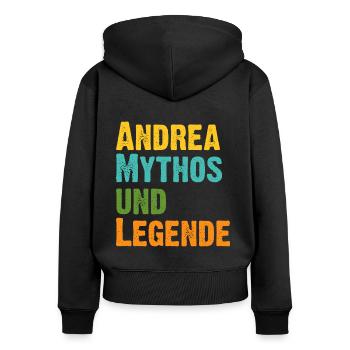 Mythos Andrea die Legende Vorname Andrea - Frauen Premium Bio Zip Hoodie - Schwarz - Hinten - Julia (174cm)