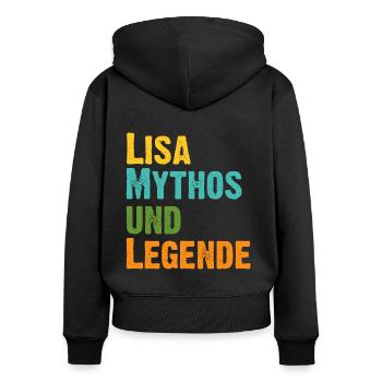 Mythos Lisa die Legende Vorname Lisa - Frauen Premium Bio Zip Hoodie - Schwarz - Hinten - Julia (174cm)