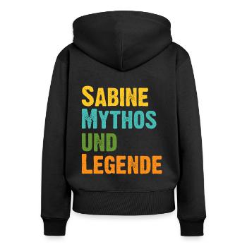 Mythos Sabine die Legende Vorname Sabine - Frauen Premium Bio Zip Hoodie - Schwarz - Hinten - Julia (174cm)