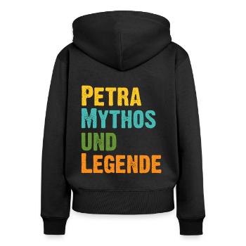 Mythos Petra die Legende Vorname Petra - Frauen Premium Bio Zip Hoodie - Schwarz - Hinten - Julia (174cm)
