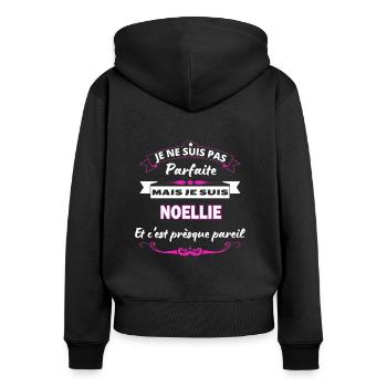 je ne suis pas Parfaite Noellie - Sweat à capuche zippé Premium bio Femme - noir - Dos - Julia (174cm)