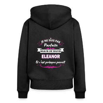 je ne suis pas Parfaite Eleanor - Sweat à capuche zippé Premium bio Femme - noir - Dos - Julia (174cm)