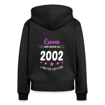 LES REINES SONT NÉES EN 2002 - Sweat à capuche zippé Premium bio Femme - noir - Dos - Julia (174cm)
