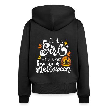 Halloween Girl November Gift Cadeau - Sweat à capuche zippé Premium bio Femme - noir - Dos - Julia (174cm)