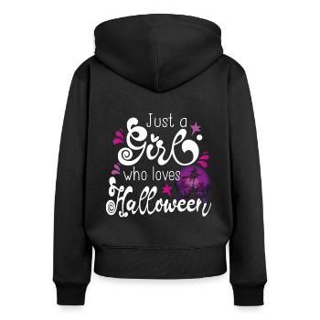 Halloween Girl November Gift Cadeau - Sweat à capuche zippé Premium bio Femme - noir - Dos - Julia (174cm)