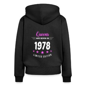 QUEENS ARE BORN IN 1978 - Sweat à capuche zippé Premium bio Femme - noir - Dos - Julia (174cm)