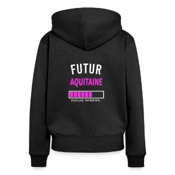 futur Aquitaine - Sweat à capuche zippé Premium bio Femme - noir - Dos - Julia (174cm)