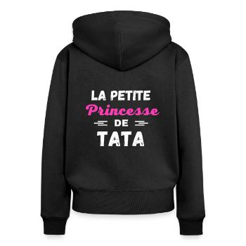 La petite Princesse de tata - Sweat à capuche zippé Premium bio Femme - noir - Dos - Julia (174cm)