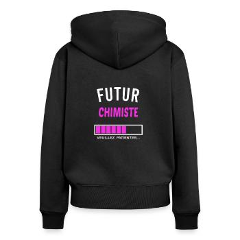 futur chimiste - Sweat à capuche zippé Premium bio Femme - noir - Dos - Julia (174cm)