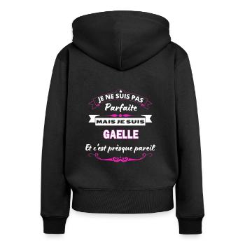 je ne suis pas Parfaite Gaelle - Sweat à capuche zippé Premium bio Femme - noir - Dos - Julia (174cm)