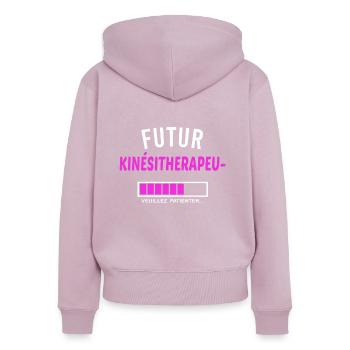 futur kinésitherapeute - Sweat à capuche zippé Premium bio Femme - rose poudré - Dos - Julia (174cm)