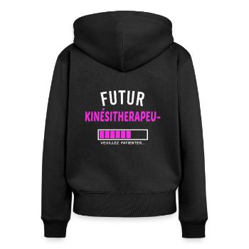 futur kinésitherapeute - Sweat à capuche zippé Premium bio Femme - noir - Dos - Julia (174cm)