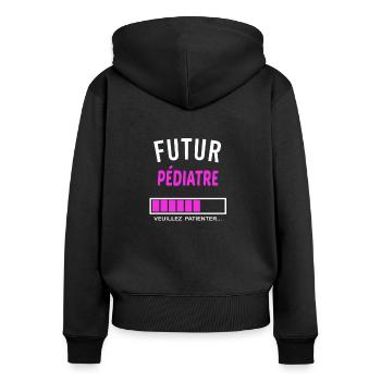 futur pédiatre - Sweat à capuche zippé Premium bio Femme - noir - Dos - Julia (174cm)