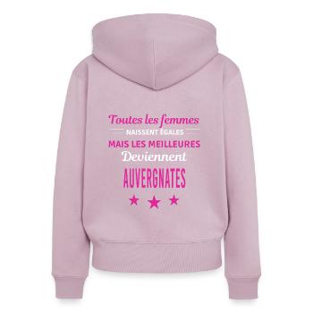 femmes naissent les meilleurs Auvergnates - Sweat à capuche zippé Premium bio Femme - rose poudré - Dos - Julia (174cm)