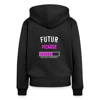 futur Picarde - Sweat à capuche zippé Premium bio Femme - noir - Dos - Julia (174cm)