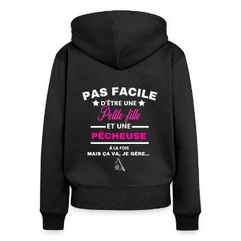 pas facile d'être plombière et Petite-fille - Sweat à capuche zippé Premium bio Femme - noir - Dos - Julia (174cm)