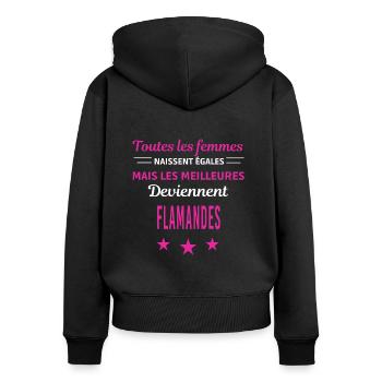 femmes naissent les meilleurs Flamandes - Sweat à capuche zippé Premium bio Femme - noir - Dos - Julia (174cm)