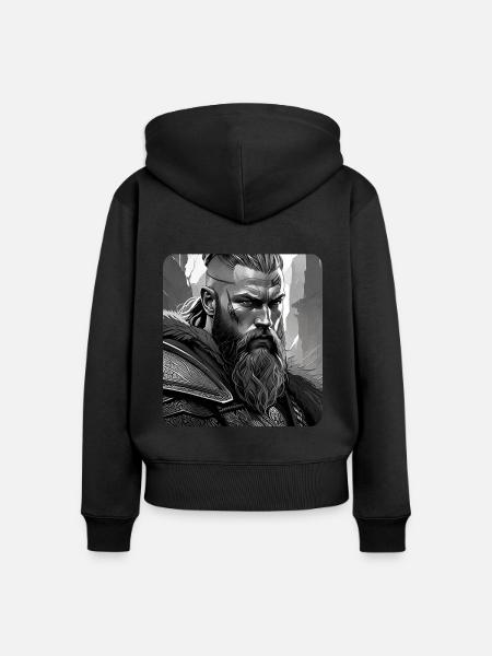 Stolzer Wikinger Krieger Germanen - Frauen Premium Bio Zip Hoodie - Schwarz