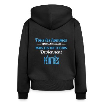 tous les hommes naissent égaux Peintres - Sweat à capuche zippé Premium bio Femme - noir - Dos - Julia (174cm)