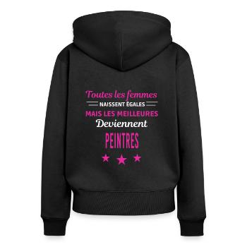 femmes naissent les meilleurs peintres - Sweat à capuche zippé Premium bio Femme - noir - Dos - Julia (174cm)